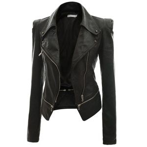 Womans Black Leather Slim Fit Jacket OBO